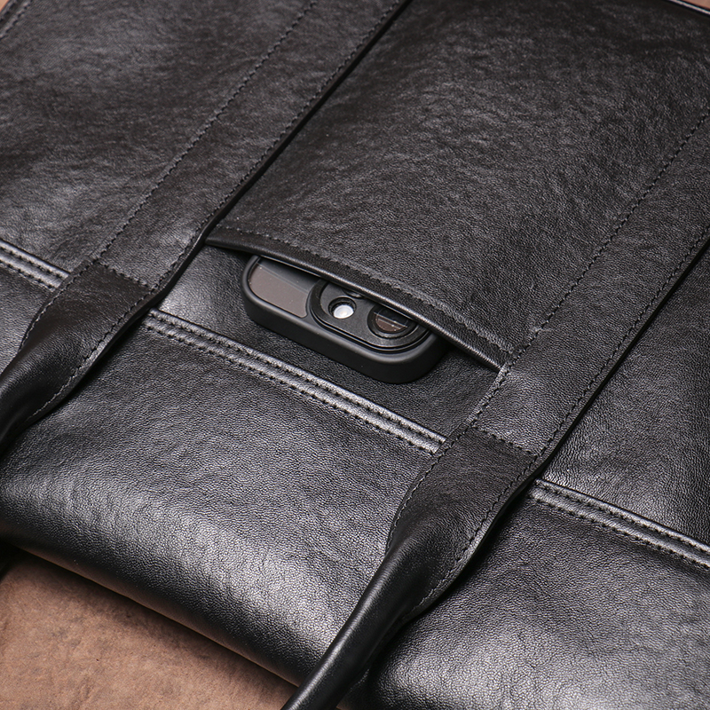 Luokir Heren Aktetas Echt Lederen Luxe Business Office Computertas Casual Reis Handtas Voor 14 Inch Laptop