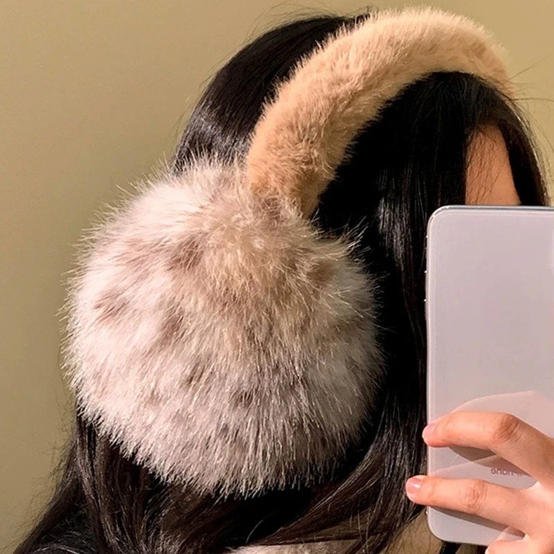 Orejeras Y2k de piel sintética de leopardo plegadas para invierno, orejeras anticongelantes gruesas y cálidas para mujer, protección contra el frío para exteriores, orejeras para las orejas