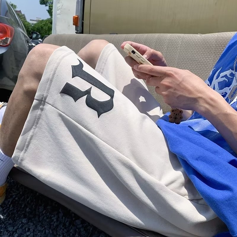 [M-8XL] hommes grand ample gothique lettre B imprimé pantalons décontractés mode pantalons de sport