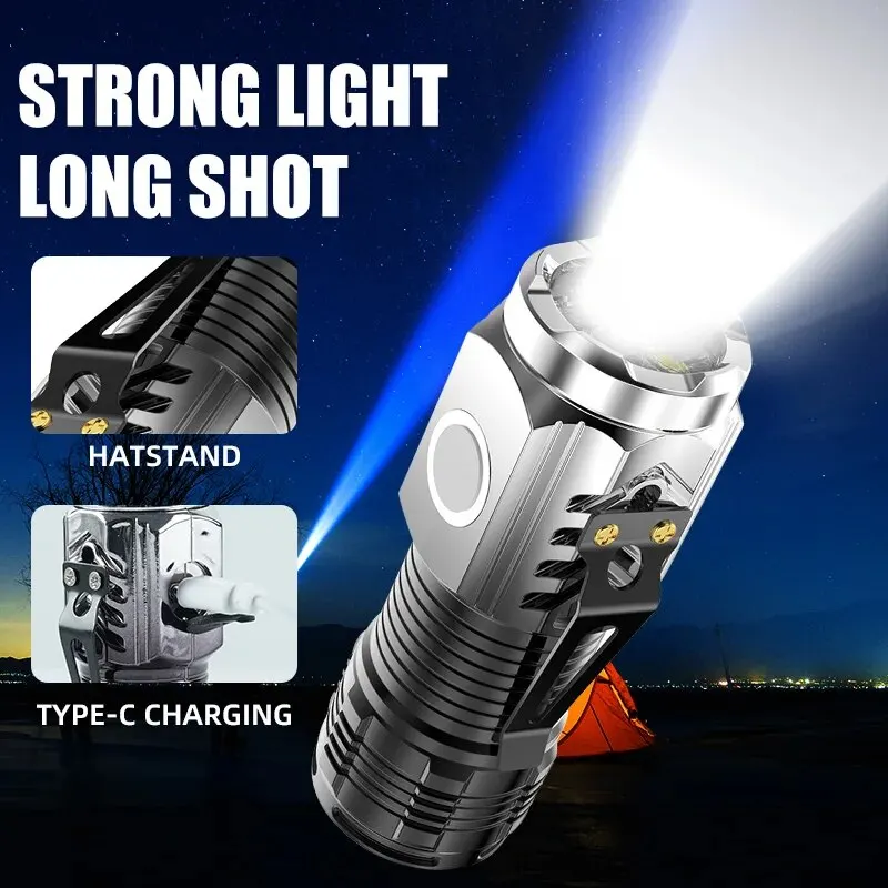 Dreiäugige Monster Mini Flash Super Power Taschenlampe wiederauf ladbare tragbare Außen beleuchtung Langstrecken-Blitzlichter