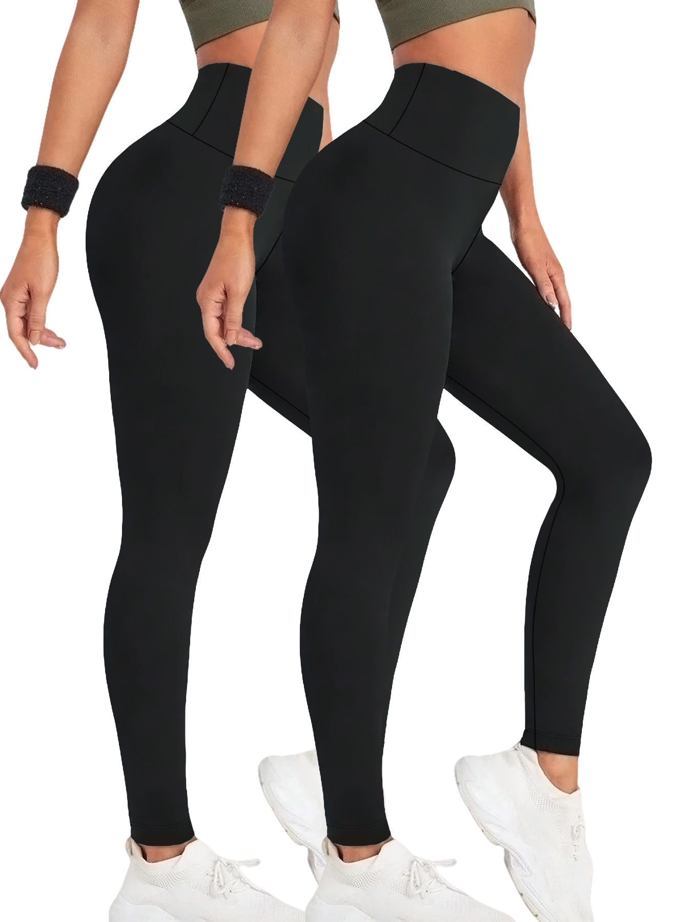 2er-Pack superweiche Damen-Leggings mit hoher Taille, Bauchkontrolle, kein durchsichtiges Workout, Yoga, Laufen, sportlich, Push-Up-Gymnastik-Leggings
