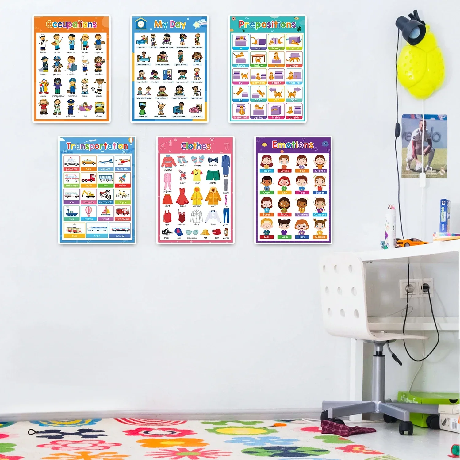 Lachilly 20 Chủ Đề Học Tiếng Anh A4 Poster Cho Trẻ Em Hoa Quả Màu Sắc Cơ Thể Động Vật Lớn Thẻ Học Tập Cho Bé Học Lớp Học Decora