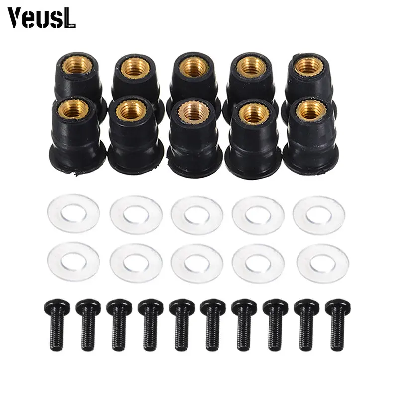 10/30 Miếng Cũng Hạt M5 5Mm Hệ Mét Cao Su Kính Chắn Gió Xe Máy Cao Su Đinh Tán Hạt Với Phụ Kiện Dành Cho Xe Honda Cho Suzuki