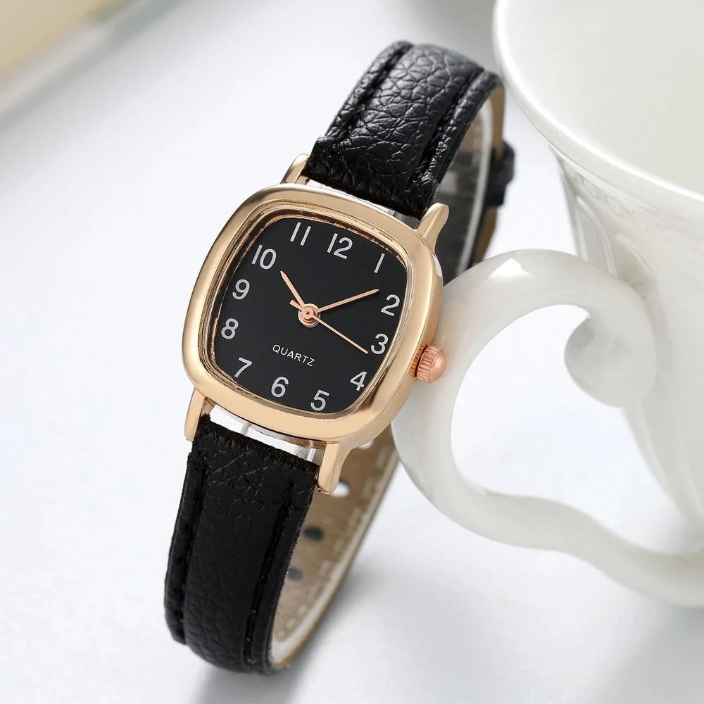 Kegllect Square Women Simple Small Dial นาฬิกานักเรียนเข็มขัดวินเทจนาฬิกาข้อมือควอตซ์