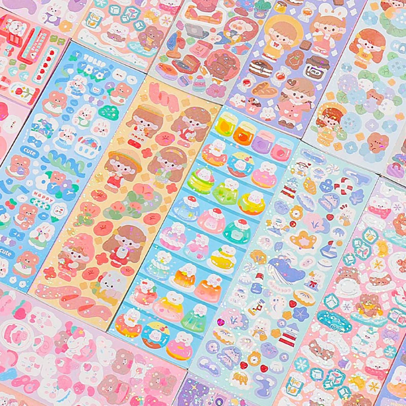 100/200 PCS süße Aufkleber Kawaii Cartoon Laser Aufkleber für Kind Aufkleber Platte DIY beliebte Campus Studenten Dekoration Briefpapier