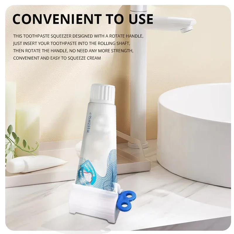 Rolling Tube ยาสีฟัน Squeezer ยาสีฟันที่นั่งผู้ถือขาตั้งหมุนเครื่องจ่ายยาสีฟันสําหรับห้องน้ํา