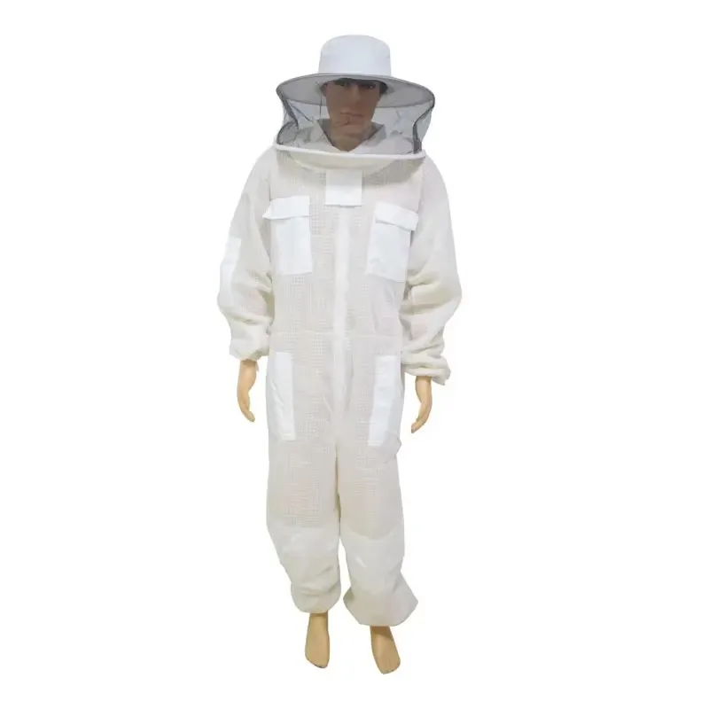 Terno de apicultura ventilado de 3 camadas com véu redondo terno de abelha profissional roupas de apicultor roupas de apicultura roupas de abelha