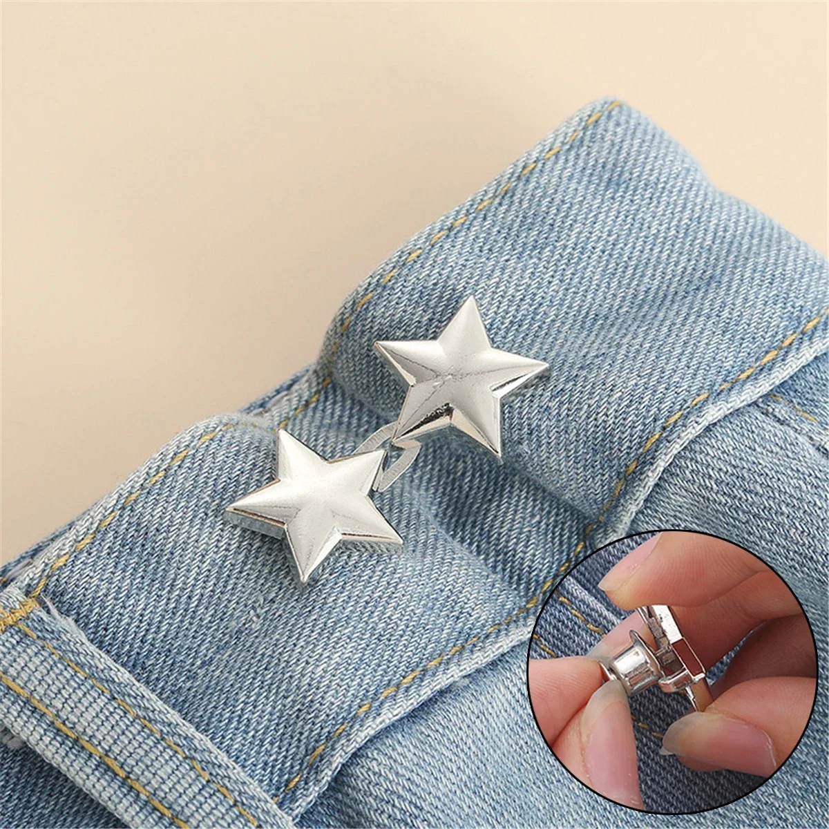 1 par de botones vaqueros, Clips ajustables para pantalones, faldas, tensor de cintura, hebilla, botón a presión, ajustador, Pin para pantalones, botón retráctil