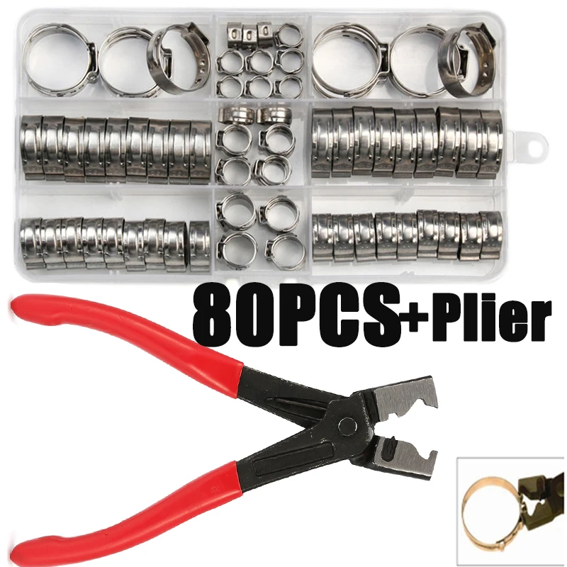 140/130/80/45 Chiếc Bông Tai Inox Vô Cấp Kẹp Con Sâu Ổ Nhiên Liệu Nước Vòi Ống Kẹp kẹp + 1 Vòi Kẹp Kìm Kẹp