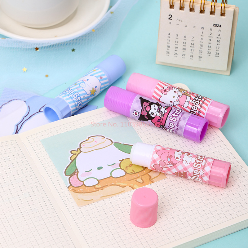 4/24pcs Sanrio Cartoon Solid Glue Stick Cute Kurome Melody Student DIY Solid Glue High Viscosity Stationery Gift