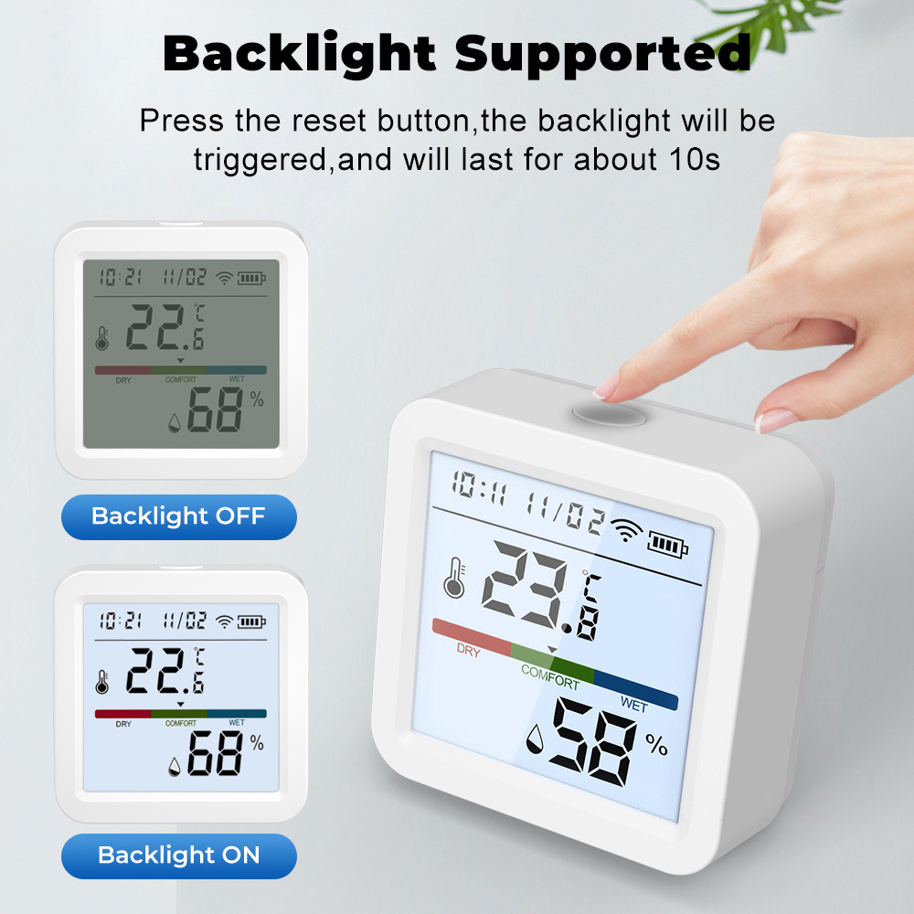 Датчик Влажности И Температуры Tuya Wi-Fi/ZigBee С Дисплеем Работает С Google Assistant Требуется Концентратор Tuya Zigbee