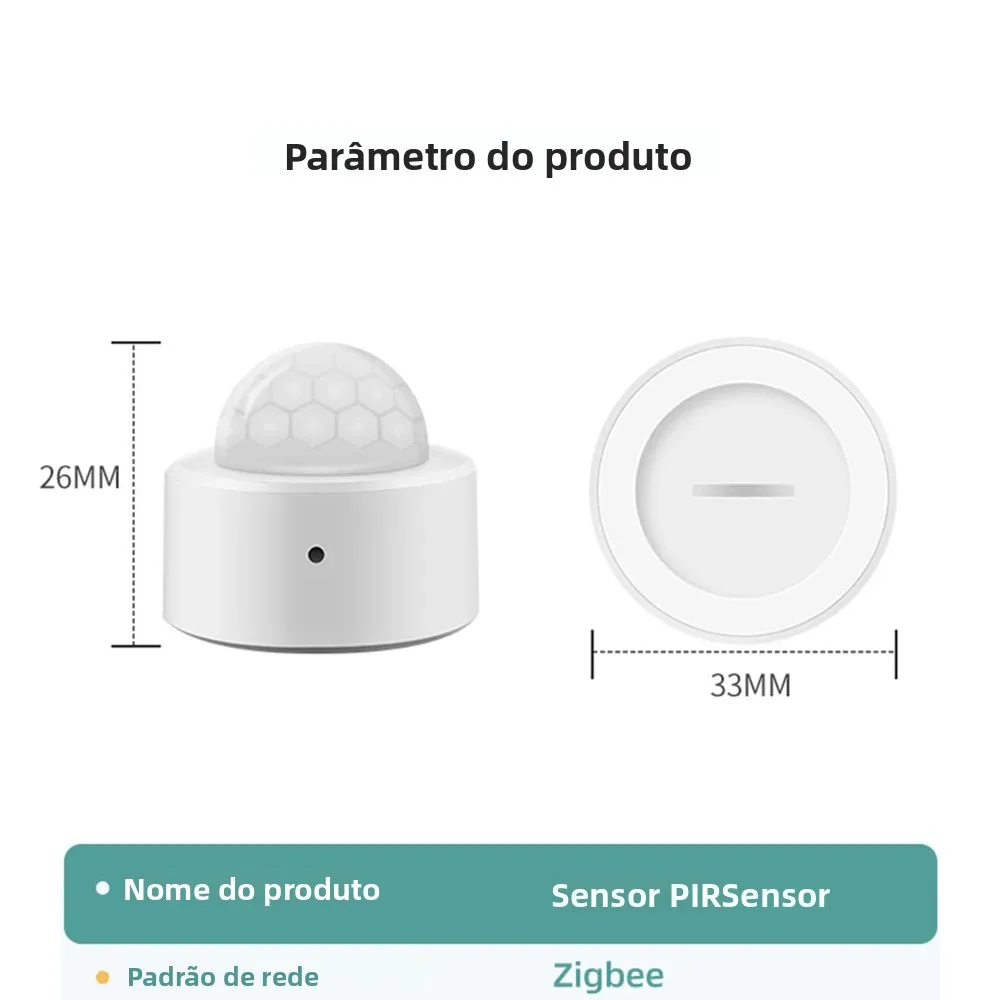Haozee 2 em 1 Zigbee Mini PIR Detector de movimento + Luz Lux brilhante Sensor de alarme contra roubo de segurança infravermelha passiva