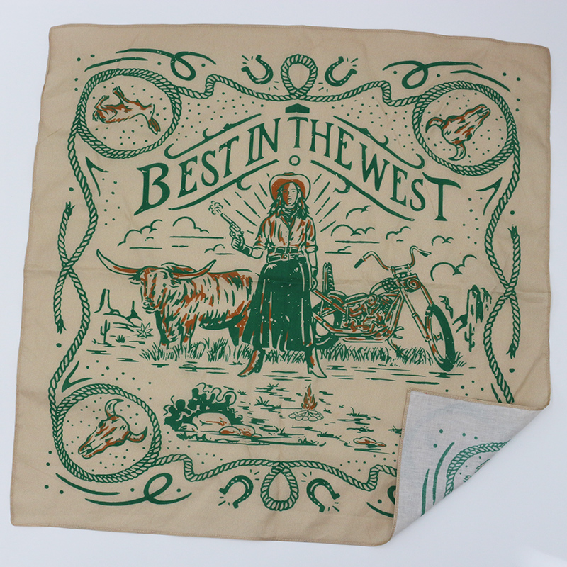 Bandanas de algodón West Cowboy hombres bolsillo cuadrado señoras diadema Ranch cabeza bufanda pañuelo sombreros