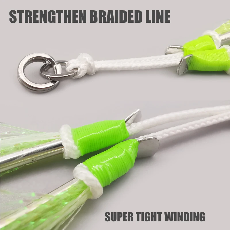 1-SJ Chậm Jigging Đôi Hỗ Trợ Mustad Móc Khóa Phát Sáng Jigging Móc Biển-Bột Rong Biển Lưỡi Câu