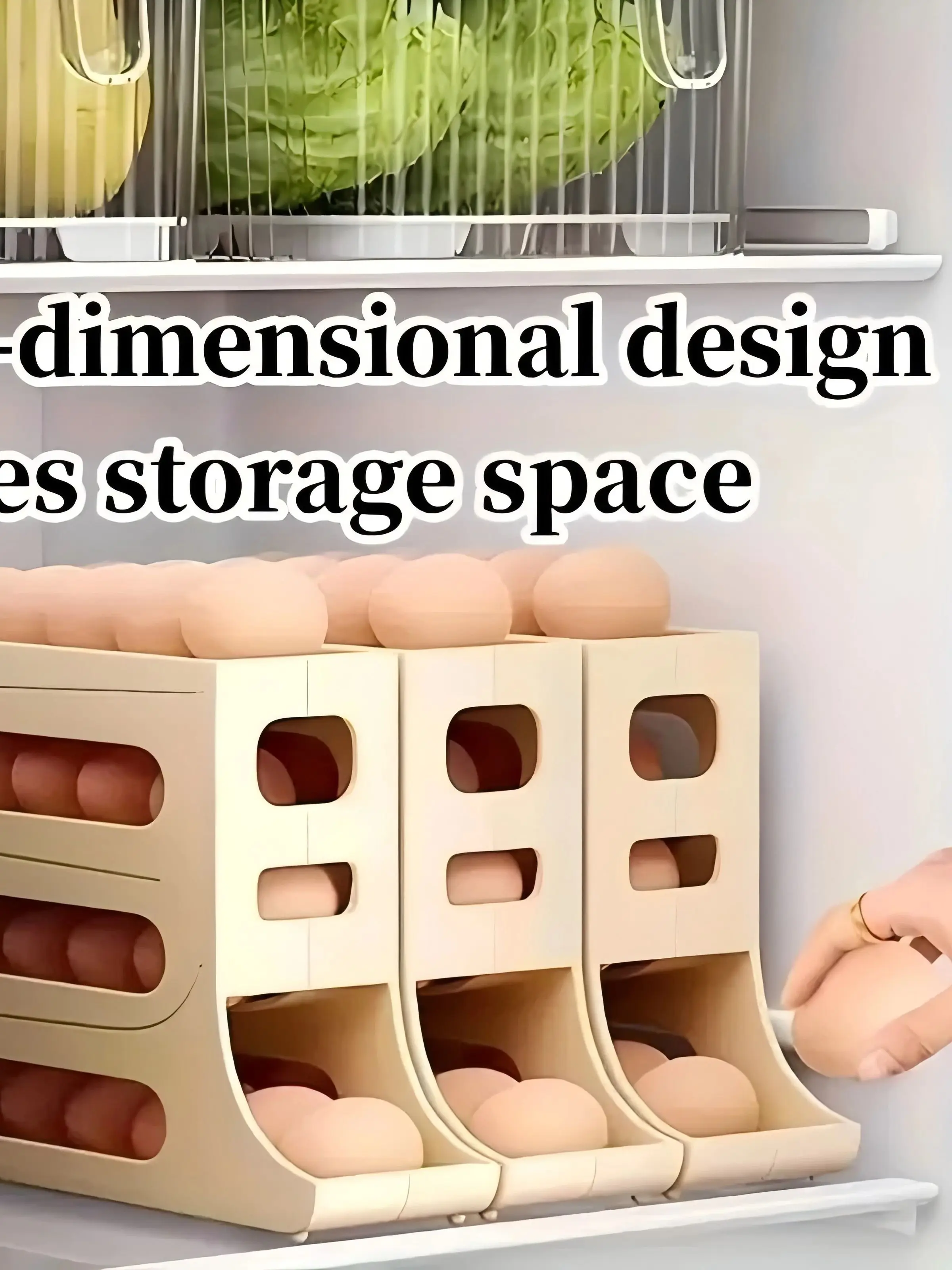 4 Tiers Egg Holder for Fridge， Automatic Egg Rolling Rack, 30 Eggs Storage Rack, Egg Distributor for Refrigerator, Egg Storage