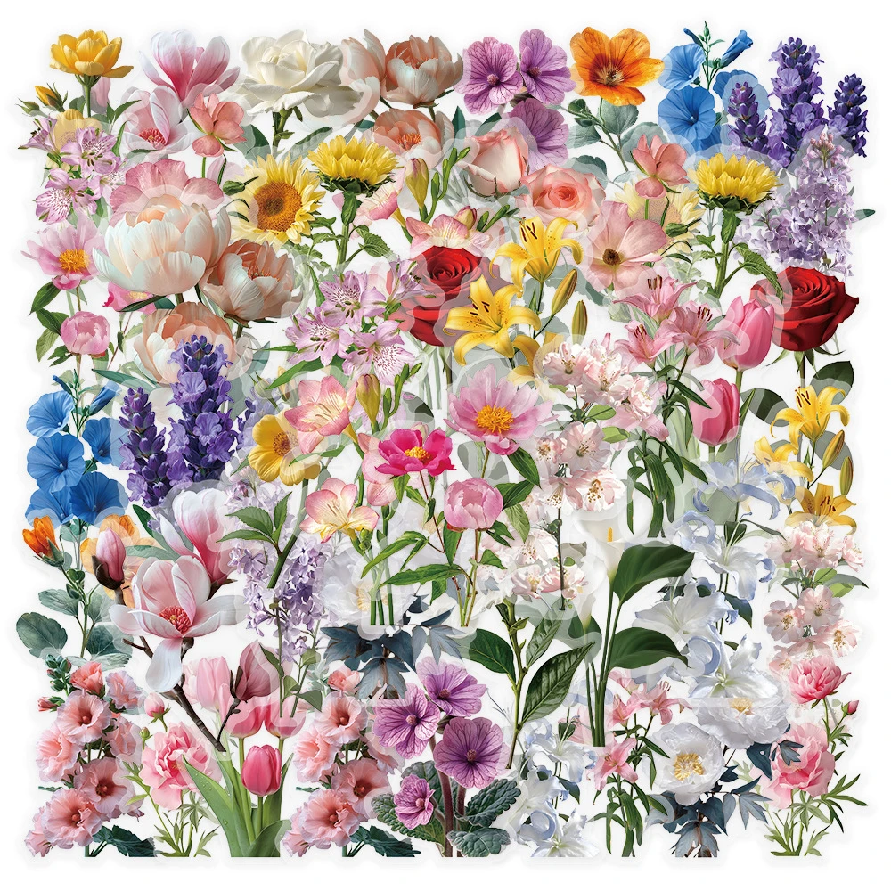 10/30/50 pçs transparente ins estilo flor adesivos estéticos plantas naturais decalques kawaii diy telefone estacionário pet diy adesivo