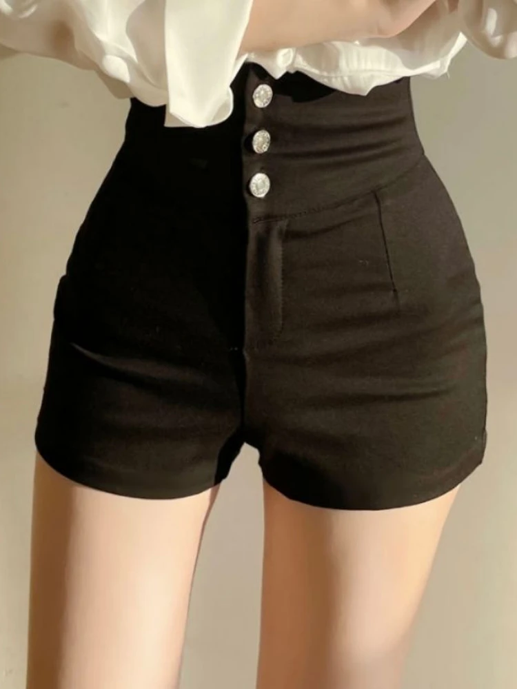 반바지 여성 클래식 스포티 한 올 매치 슬림 레저 단순 휴일 유행 스트리트웨어 디자인 Ulzzang Daily Solid Mature Folds New