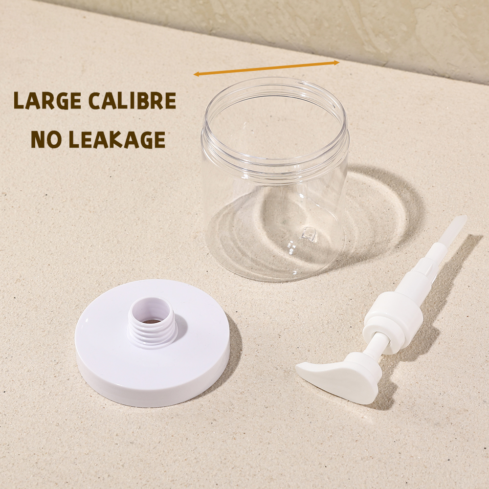 Dispensador de botellas con bomba de 500ml/1000ml, botellas rellenables de plástico, estilo de boca ancha, vacío para jabón de ducha de viaje, 1 ud.