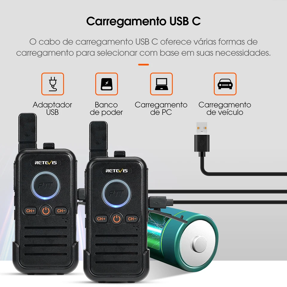 Retevis-portátil profissional Walkie Talkie, RB645, Dual PTT, PMR446, rádio em dois sentidos, VOX, USB C, Hotel e Restaurante