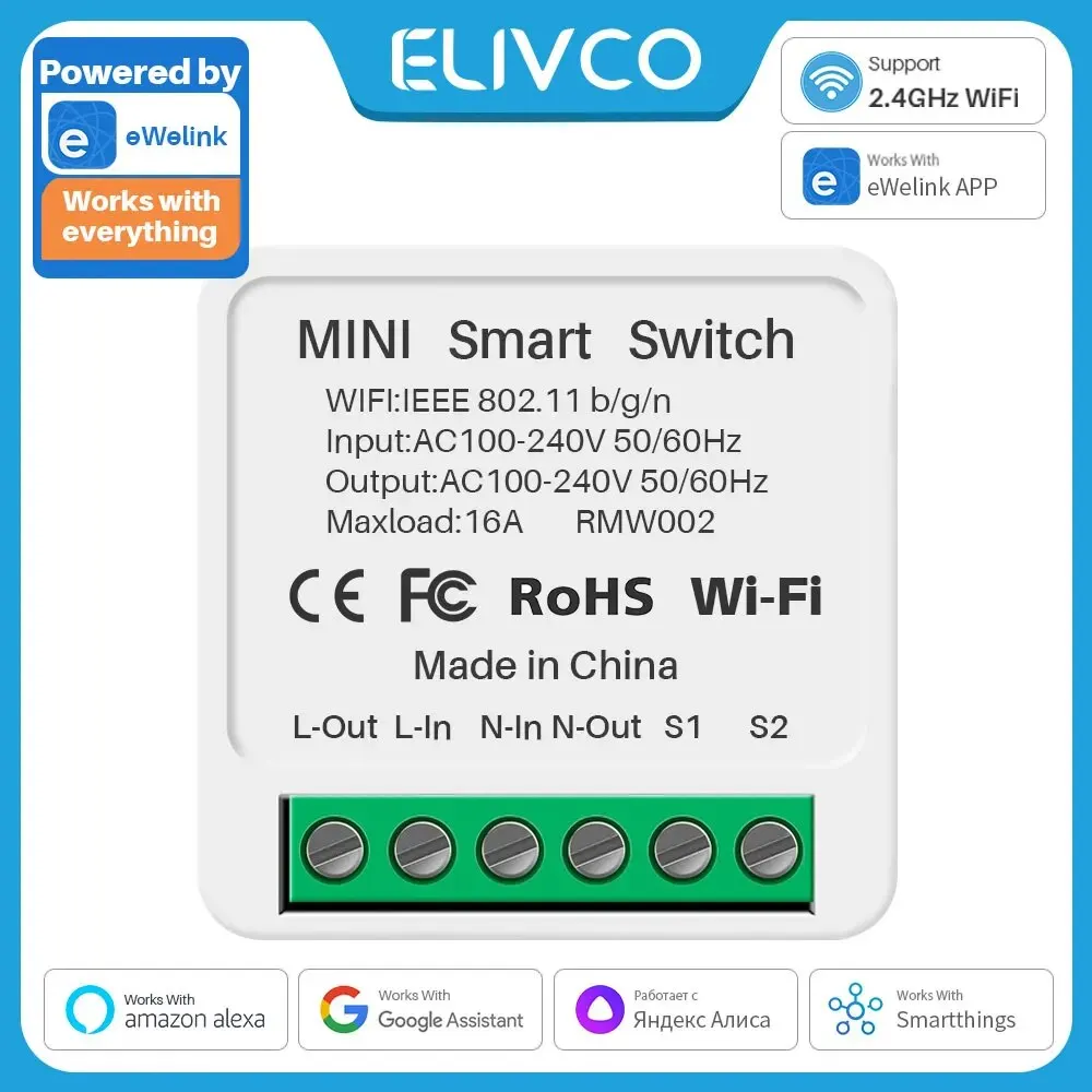 16a Ewelink Wifi Switch Mini Smart 2-Way Diy Switches Stroomonderbreker Timer Module Ondersteuning Alexa Google Home Alice Smartthings