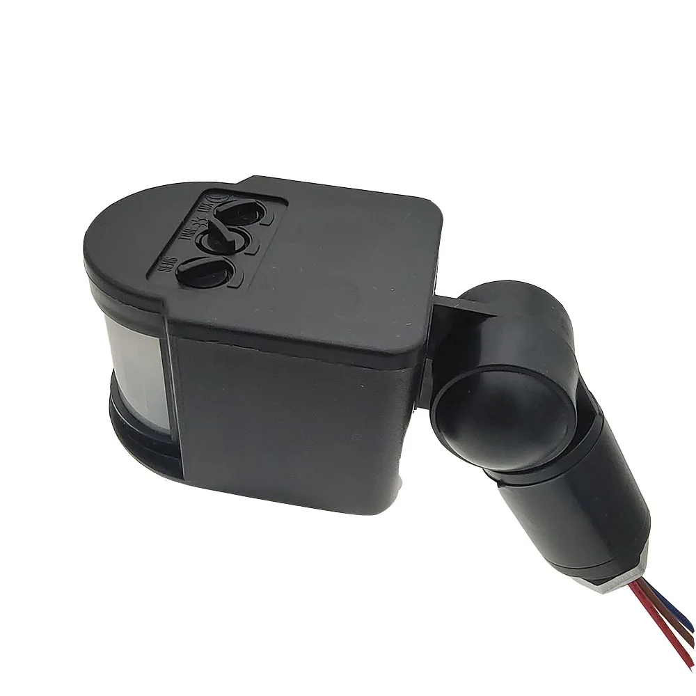 Sensor de movimiento de luz LED, Detector infrarrojo PIR automático de 220V, interruptor de temporizador giratorio de 180 grados para exteriores, Sensor de movimiento