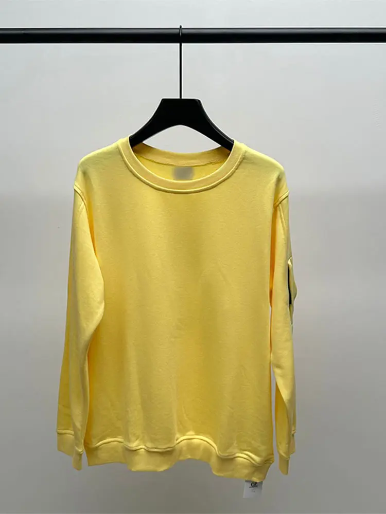 힙합 남성 스포츠 풀오버 솔리드 컬러 크루 넥 스웨트 남성용 지퍼 포켓 렌즈 장식 스웨트 streetwear 2024 y2k