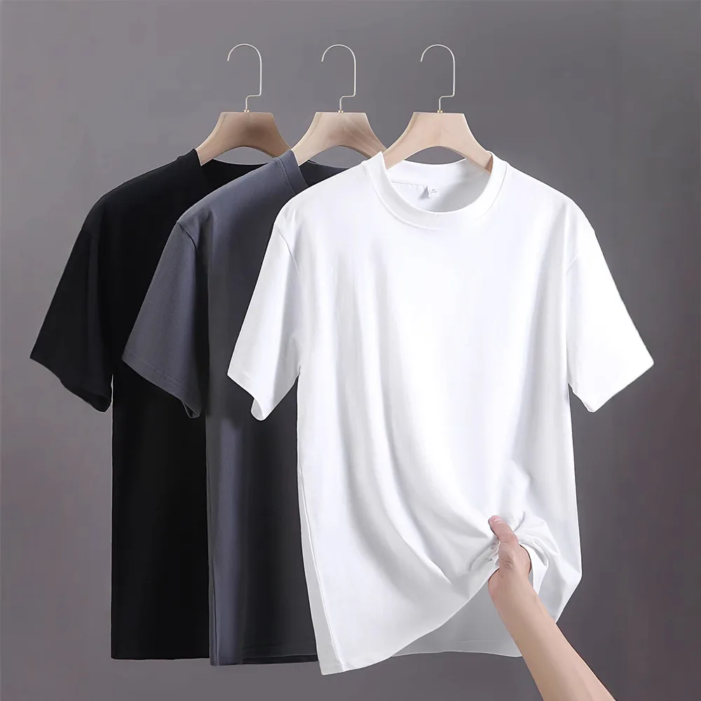 T-shirt da uomo 2025 T-shirt estiva oversize in cotone T-shirt casual a maniche corte di alta qualità da uomo Top sportivi basic in tinta unita
