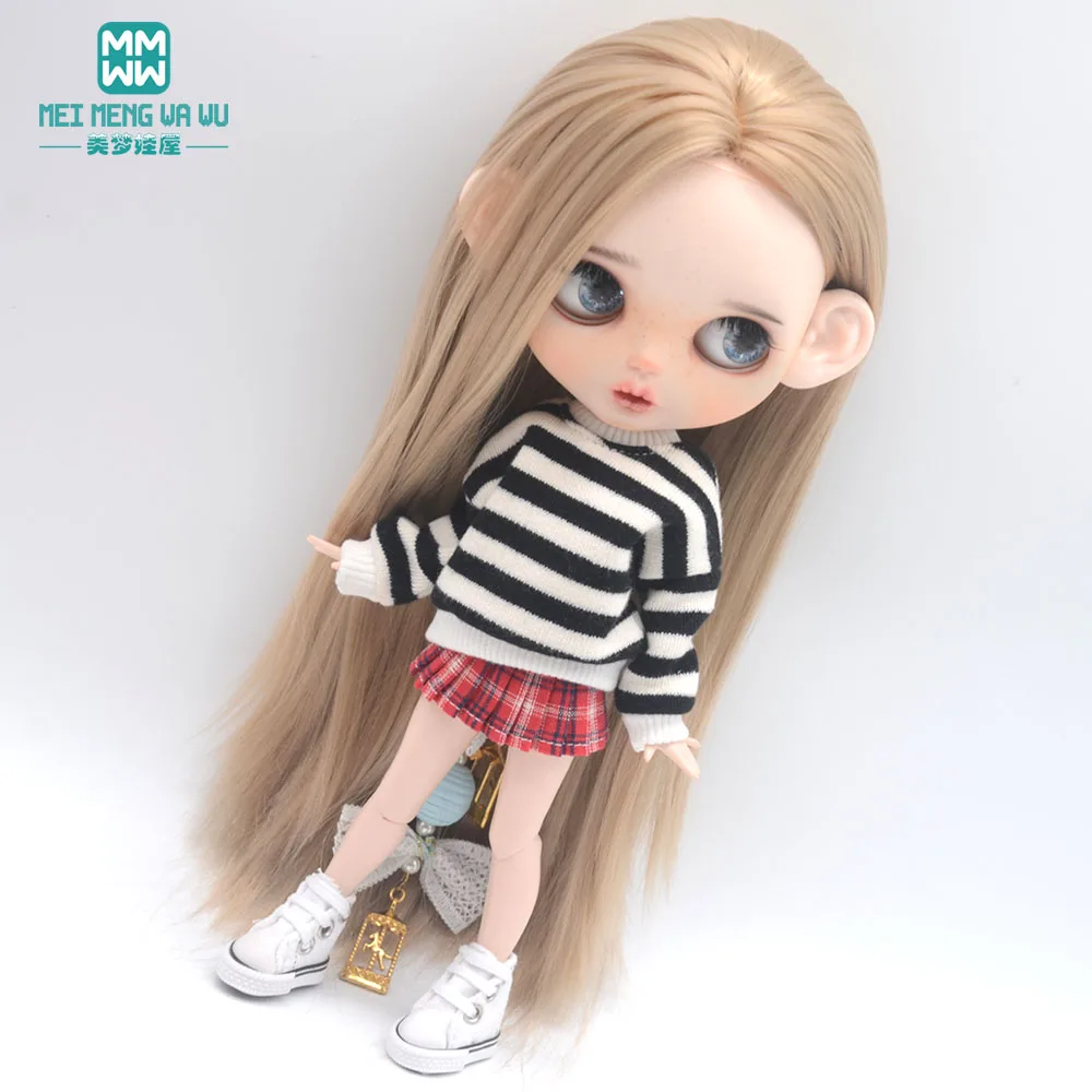 Ropa para muñeca, conjunto de suéter de moda de tres piezas compatible con accesorios para muñeca Blyth Azone OB22 OB24