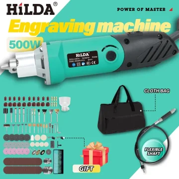 HILDA 500W  Green Engraver Electric Drill 6-Position Variable Speed High-Power Woodworking Rotary Tools Set Grinder Polishing
