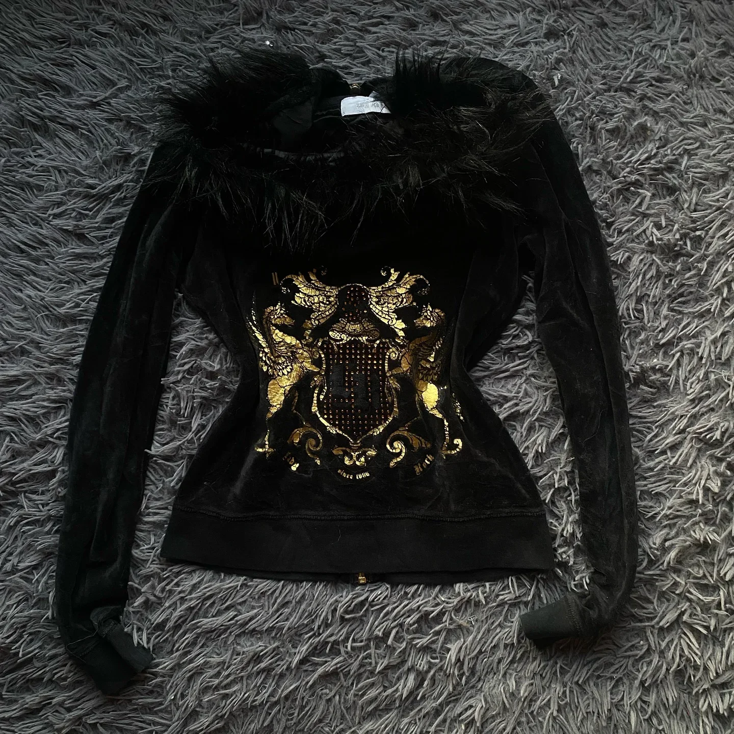 Y2K nueva tendencia traje de corona para mujer Abrigo con capucha ropa de calle Harajuku Retro manga larga más terciopelo cálido cremallera gótico manga larga