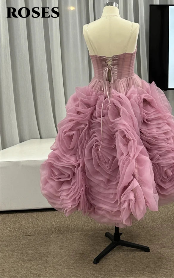 Rosas roxo elegante lindo vestido de baile tule sem alças vestido formal com pregas em camadas vestido de noite linha a direcciones  nne inclusmo personalizado