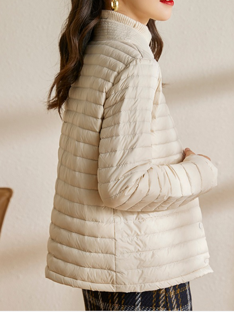 Moda feminina jaqueta puffer em outono leve fino curto para baixo jaqueta gola casaco