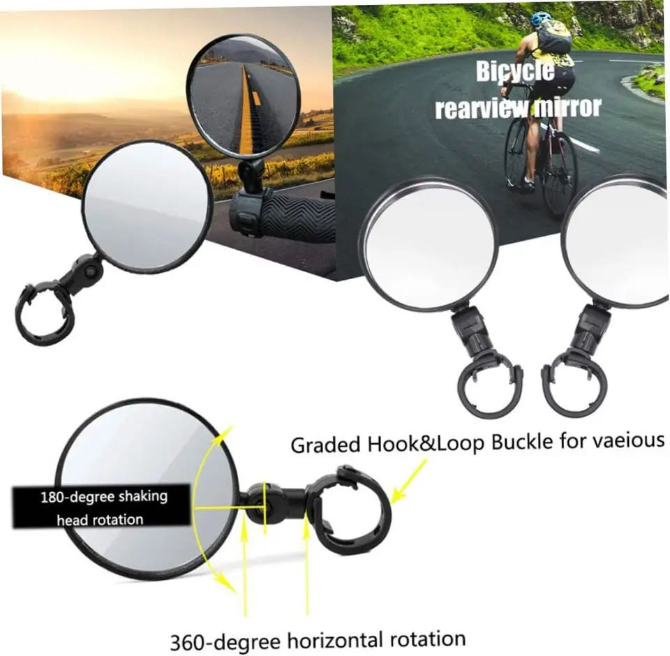 Espejo retrovisor universal para bicicleta 360 ° Espejos retrovisores de manillar de ciclismo de gran angular convexo giratorio ajustable
