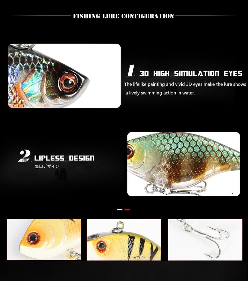 1 Chiếc Cứng VIB Mồi Câu Cá Mồi Móc Câu 3 Đánh Chìm Crankbait Wobber Câu Cá 4.6G 4Cm