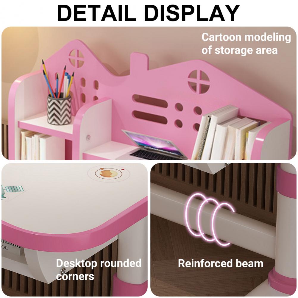 2Pcs/Set Multi Bookstand Widened Desktop Desk Chair Set Cartoon Pattern Kids Adjustable Height Study Drawer Table with Chair Set