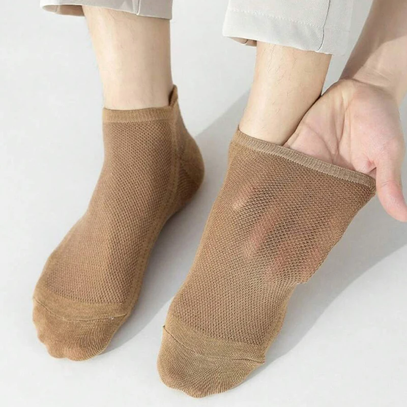 6/12 Pairs Mesh Men Summer Socks Fashionable Breathable With Ear Flaps Anti Foaming Design They Soft Comfortable Casual Socks