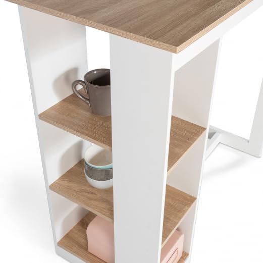 Mesa de bar Barth de 2 a 4 personas calada madera blanca y bandeja de haya