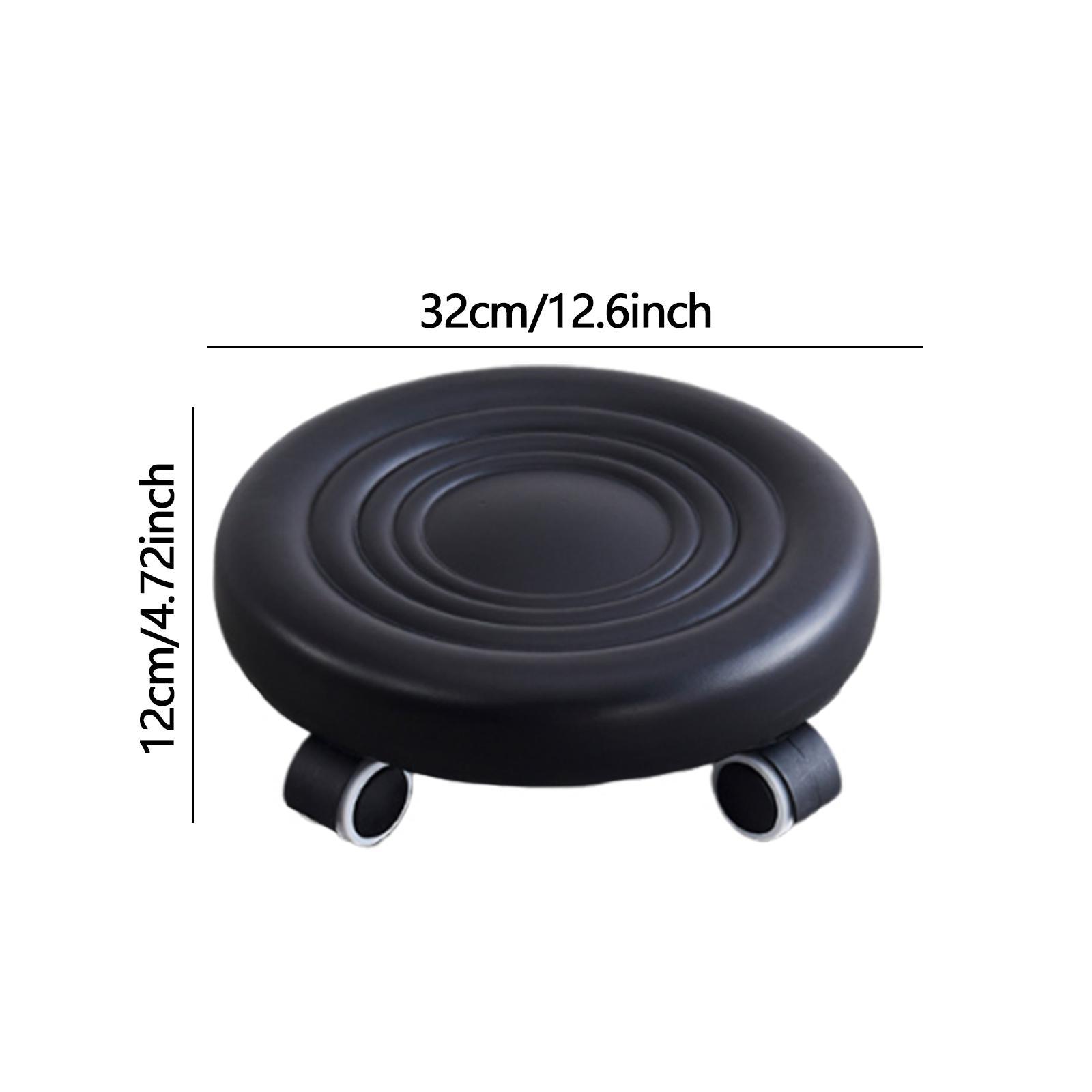Swivel Rolling Low Stool with Swivel Caster PU Leather Low Rolling Seat for Home Office Salon Pedicure Manicure Living Room