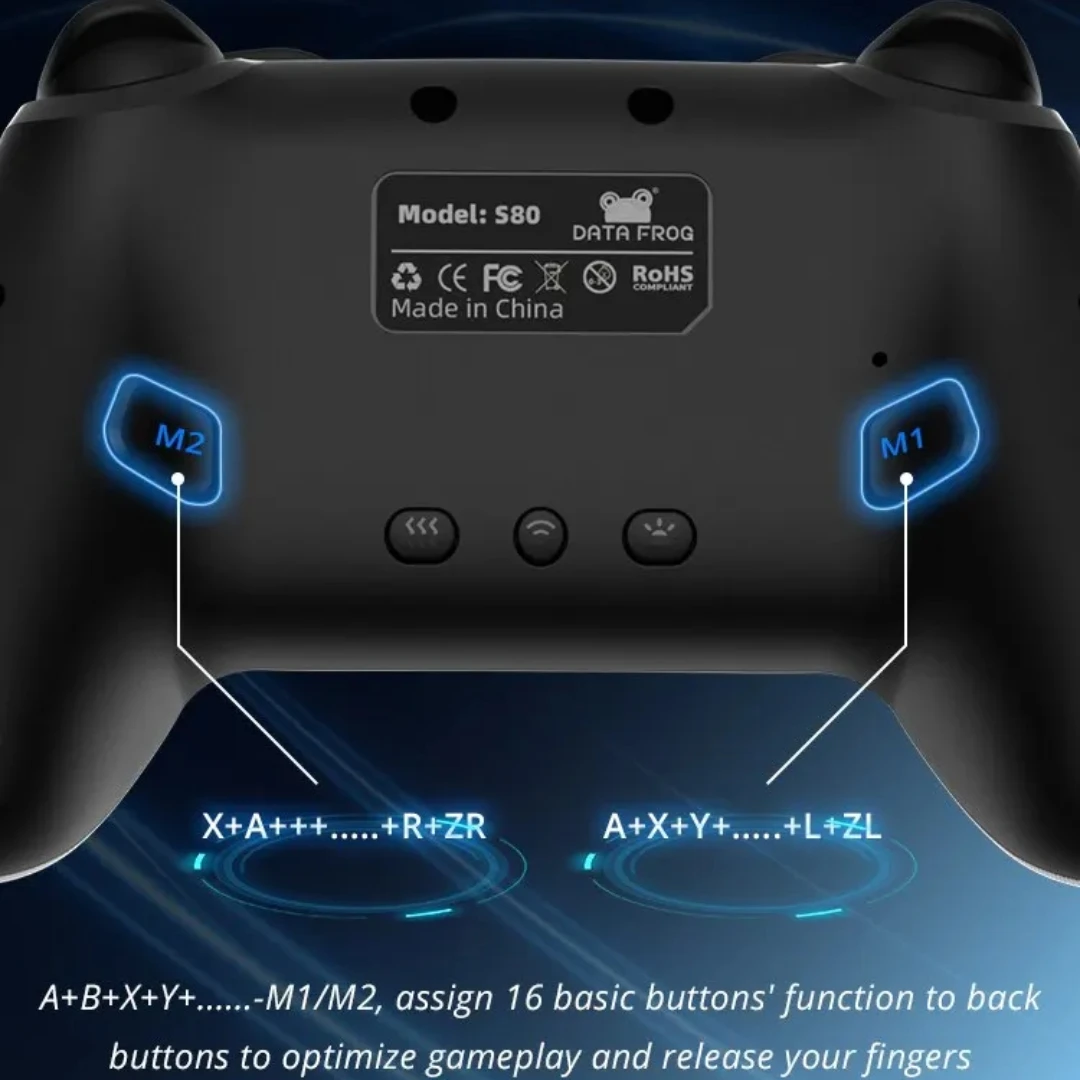 Controlador sem fio rgb para nintendo switch oled/lite console pro gamepad com bateria de 600/1000mah função turbo programável