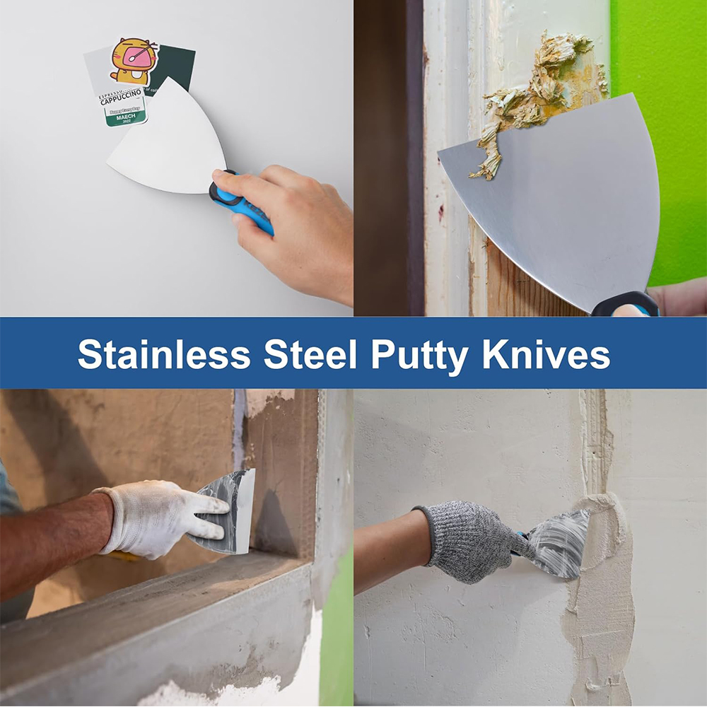 KEZERS Drywall มือชุดเครื่องมือ, 5/7 ชิ้น 3 "4" 5 "6" 8 "10" 12 "สแตนเลส Drywall มีดโลหะค้อน End