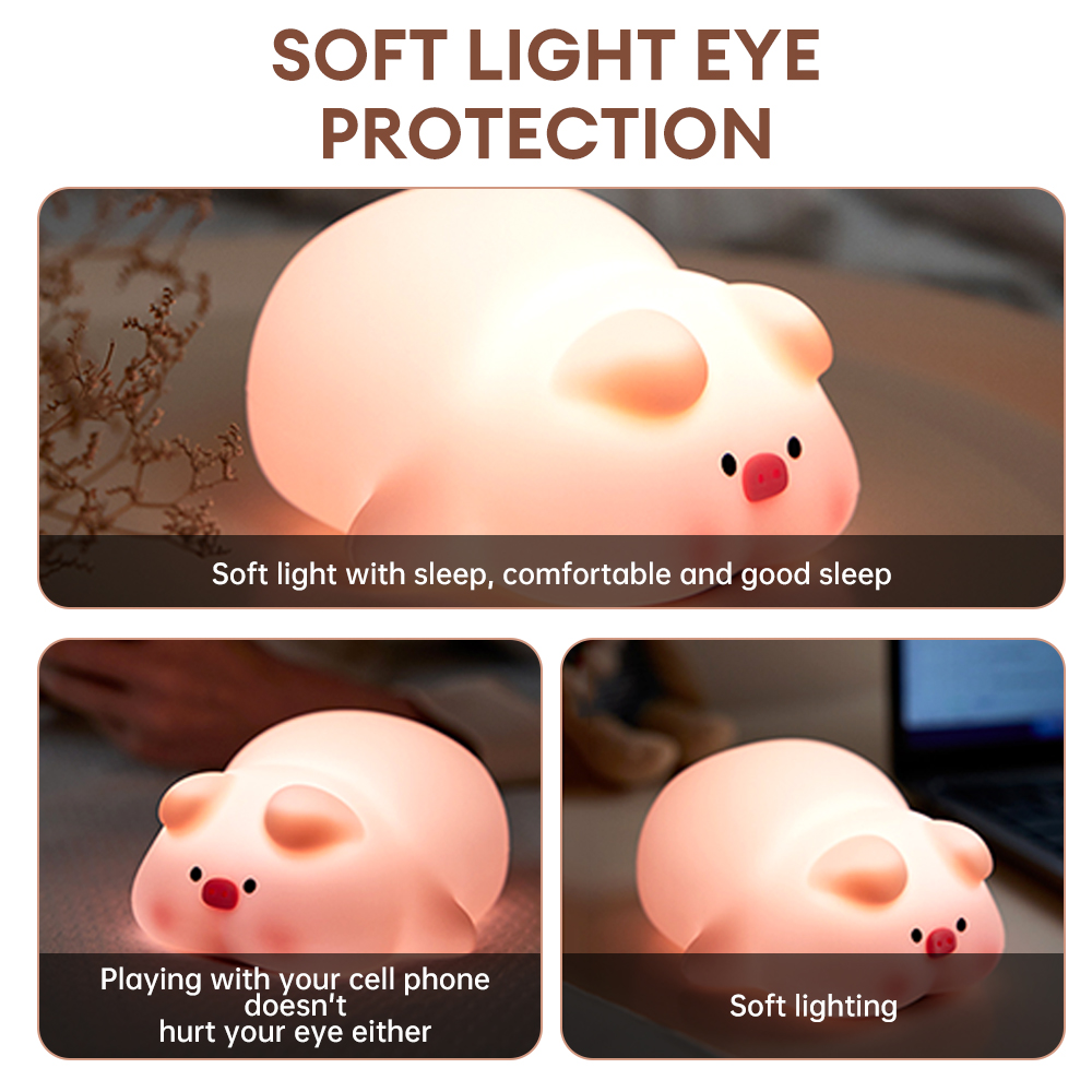 LED Piggy Nacht lampe weich licht dimmbar Silikon Tier Touch Sensor Lampe Wiederauf ladbare Kinder Nachttisch Schlaf lampe für Kinder