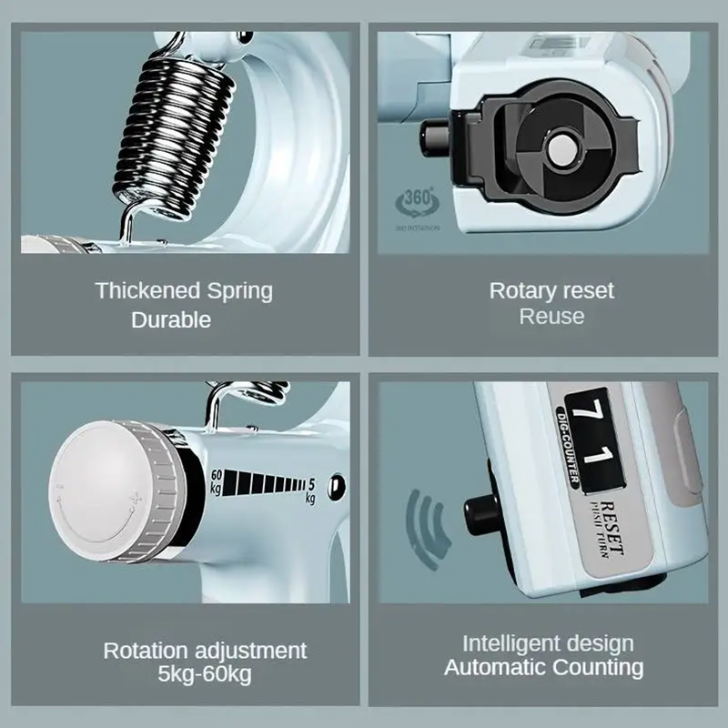 5-60kg 조정 가능한 핸드 그립 강화제 핸드 그립 트레이너, 카운터 손목 팔뚝 및 근육 건물을 위한 손 운동기