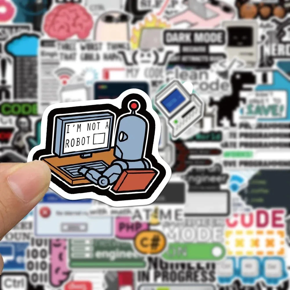 10/30/50pcs Funny Programming Stickers Java Cloud Language Internet Decals DIY Skateboard Luggage Phone Waterproof Sticker Packs
