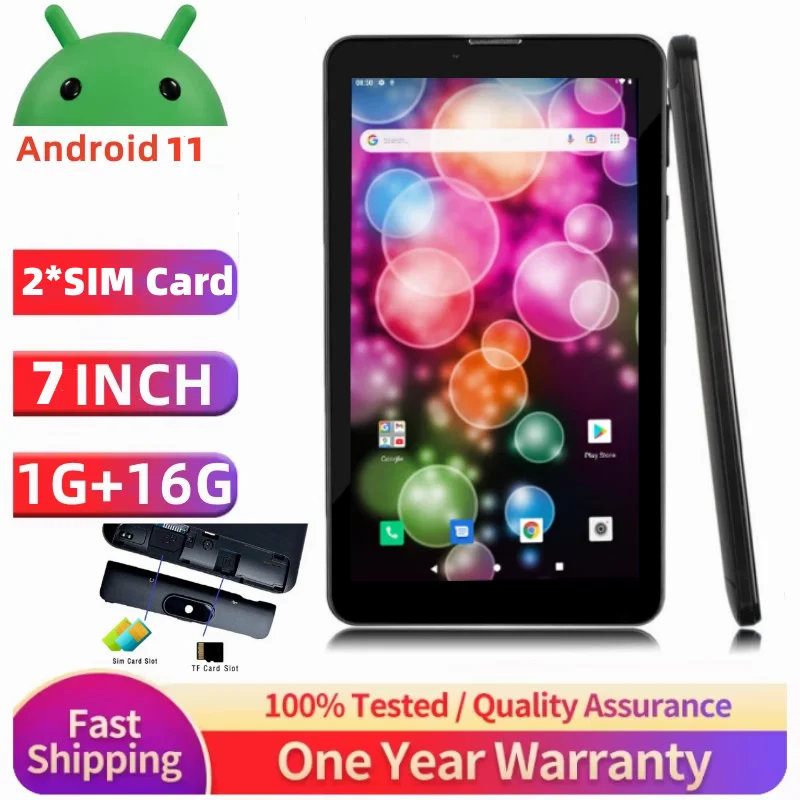 Nueva tableta Android 11 de 7 pulgadas SC7731 Quad Core cámaras duales 1GB RAM 16GB ROM GPS 1024*600 IPS 4000mAh