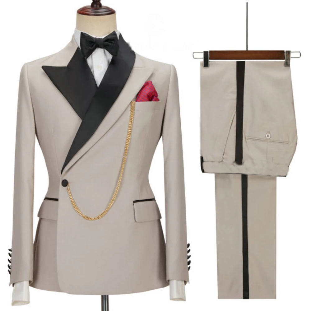 2024 neueste Designs Luxus Männer Anzug Set Slim fit Trauzeugen Bräutigam Hochzeit Kleid Smoking Kostüm Homme Mariage 2PCS (blazer + Hosen)