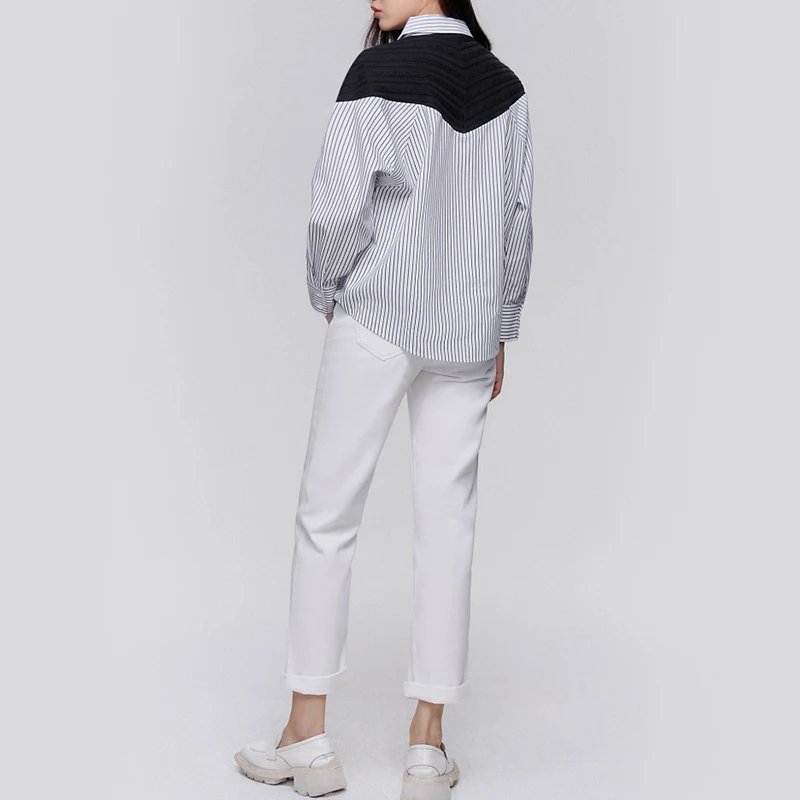 เสื้อเชิ้ตผู้หญิง High-End และ Elegant เดินทางสํานักงานผู้หญิงเสื้อ Patchwork ลายหลวมสบายๆสุภาพสตรีเสื้อแฟชั่น