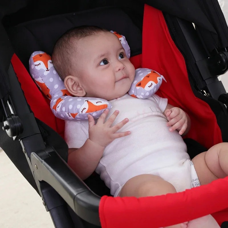 Cuscino per passeggino multifunzionale Nuovo cuscino a forma di U per bambini in cartone animato morbido cuscino per bambini da viaggio per auto