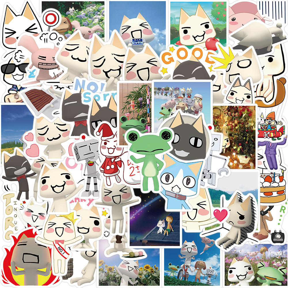 50 pçs dos desenhos animados toro inoue gato adesivos bonito decalques diy bicicleta viagem bagagem guitarra portátil à prova dwaterproof água graffiti adesivo crianças brinquedo