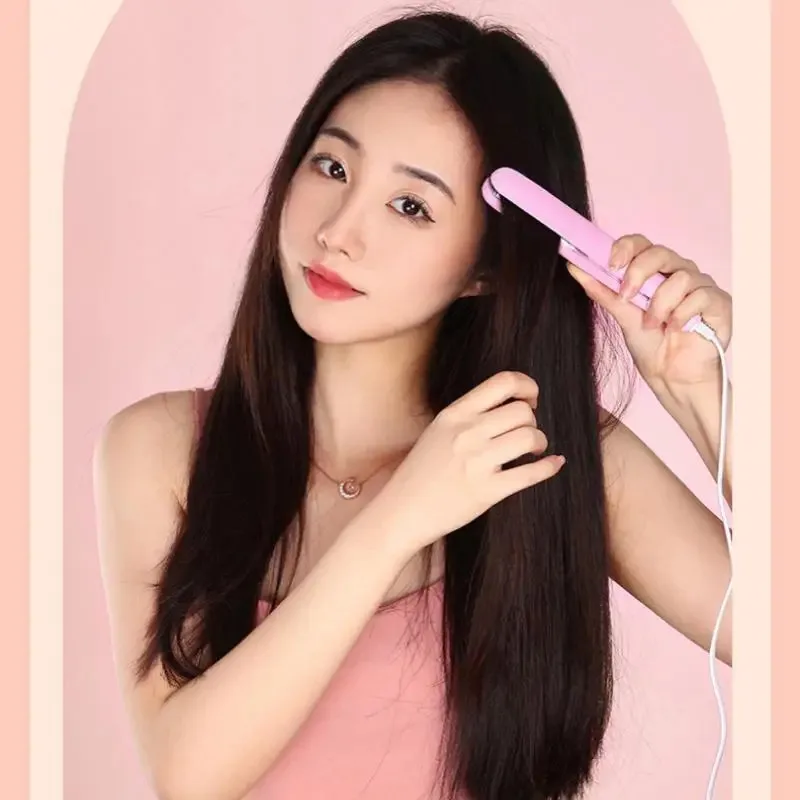 EU Plug Mini Fast Heating Hair Straightener - Multicolor Clamp, Dual Use for Straightening & Curling Hair, Fringe/Bangs Styling
