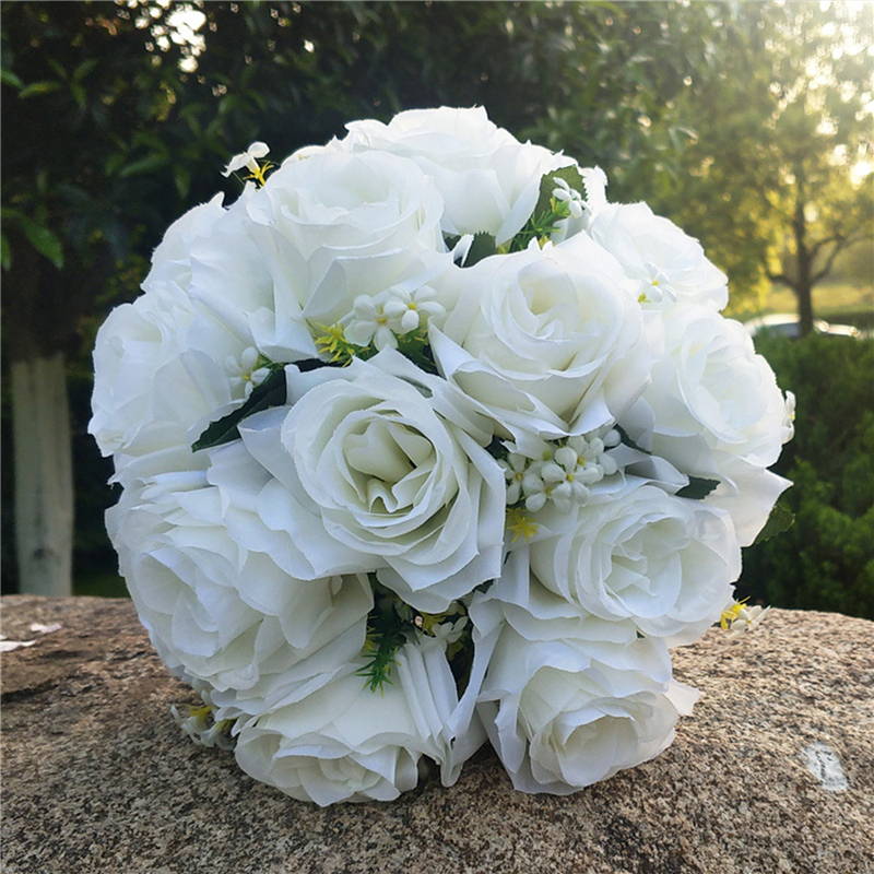 Bruids bruidsmeisje bruidsboeket witte zijden bloemen rozen kunstmatige bruid boutonniere Mariage boeket bruiloft accessoires